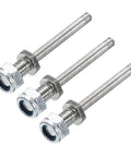 Pack Of 3 Beefy Steel Landing Gear Axles For RC Planes, 0.2 Inch Diameter By 2.4 Inch Length, M8 Threaded Wheel Drive Shafts With Nuts