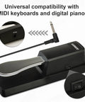 Universal Sustain Pedal For Keyboard With Polarity Switch Beefy Workhorse Premium Alloy Construction Non Slip Foot Pedal For MIDI Keyboards And Digital Pianos Quarter Inch Plug Smooth Action Compatible With Yamaha Casio And More in ergonomic design with non-slip base and 1/4 inch plug.