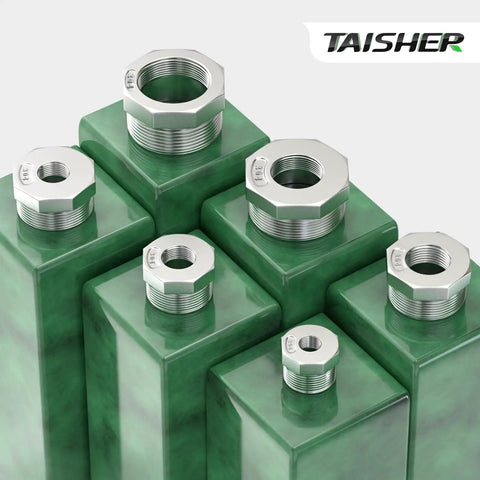 2-Pack 304 Stainless Steel Reducer Hex Bushing 1.5 In NPT Male to 1 In NPT Female Reducing Pipe Adapter Fitting for Plumbing and Industrial Piping, Go-To Corrosion-Resistant, Works from -65 to 250 F; shown in multiple sizes