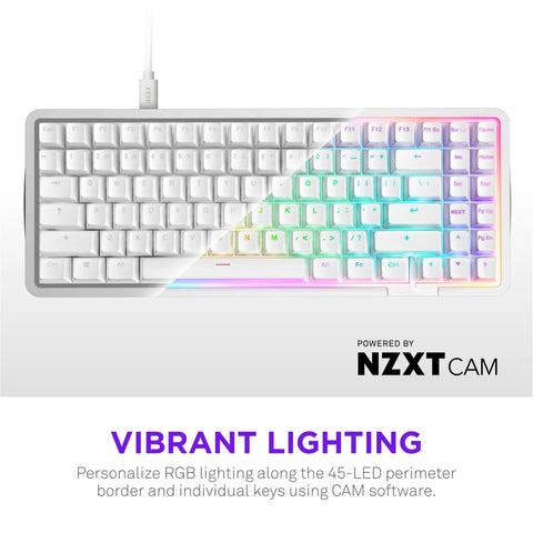 Compact MiniTKL Gaming Keyboard Stacked With Magnetic Hall Effect Switches And Rapid Trigger Circuitry For Dope Performance Crisping Keypress Sounds Vivid RGB Backlighting Pristine White Chassis with vibrant RGB lighting.