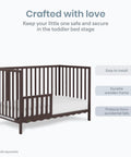 Toddler Guard Rail For Convertible Crib In Chocolate Chip Finish Solid Wood Bed Rail For Easy Toddler Bed Conversion Adds Bedtime Security.