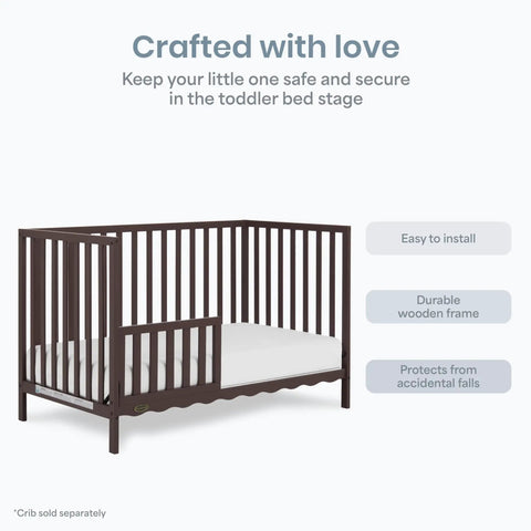 Toddler Guard Rail For Convertible Crib In Chocolate Chip Finish Solid Wood Bed Rail For Easy Toddler Bed Conversion Adds Bedtime Security.