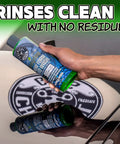 TORQ Max Foam 8 Cannon With Honeydew Snow Foam Soap Kit 1 Gallon Car Wash System For Thick Suds And Scratch Free Washes Perfect For Cars, Trucks, SUVs, And RVs. Green bottle shown rinsing clean with no residue