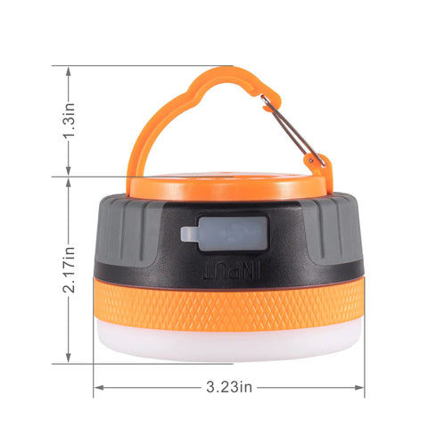 LED Camping Lantern With Magnetic Base, Rechargeable 2200 mAh Battery, Dual Mode Flashlight And Camp Light dimensions view