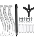 Three Jaw Gear Puller Tool Set With Reversible Jaws For Bearing And Pulley Removal, including forged steel components, screws, and claw arms.