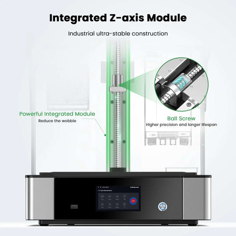 Front view of GK3 Ultra 13.5 Inch Resin 3D Printer With 16K LCD High Resolution And Beefy Build Volume showing Z-axis module