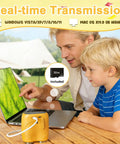 2 In 1 Pocket Microscope And Binoculars For Kids 1000X Digital Microscope With 2 Inch IPS Screen USB Rechargeable STEM Toy, father and boy using laptop