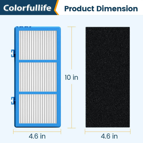 Aer1 Filter Replacement Pack For Holmes Air Purifiers HAPF30AT And HAP242NUC dimensions, HEPA and carbon filter sizes shown