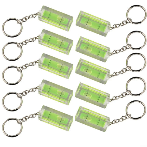 10 Pack for mini for spirit Levels Green and Blue for acrylic Glass Square with keychain design for easy portability.