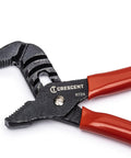 4-1/2 Inch Mini Tongue And Groove Pliers With V Shaped Jaws, Offset Design, Self Locking Adjustable Grip, red handles