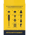 Includes screwdriver and 26 hardware pieces in the Built Tough Multi Sport Hockey Helmet Repair Kit for field repairs.