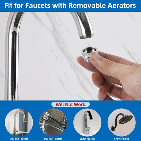 18 Piece Faucet Adapter Kit Brass Aerator Set With Male And Female Connectors demonstration on removable aerators