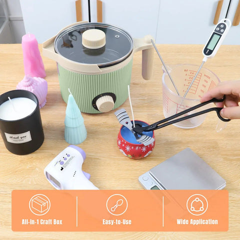 All In One Candle Making Kit With A 3 LB Melting Pot Heat Gun Digital Thermometer Digital Scale Wick Trimmer visible