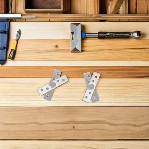 Stainless steel hidden rotation pivot hinges set on wooden surface with tools, for 360-degree concealed door shaft, silent heavy-duty use.
