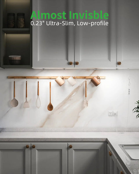 Two Pack 12 Inch Under Cabinet Lighting Kit Dimmable LED Lights Cool White 6000K Linkable USB Plug In for Kitchen Sink Closet Desk Workbench