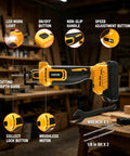Cordless Drywall Cut-Out Tool Built For Pros With Brushless Rotary Saw, 28000 RPM, 3-Speed Depth Adjustable, LED Light, Compact Spiral Tool For Sheetrock And Wood Cutting, Compatible With 20V Batteries (Battery Not Included), side view with bits