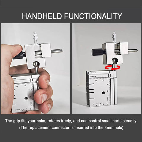 Mini Table Top Bench Vise For Model Building And Jewelry Making 0.005mm High Precision Clamp Split Type Design With Handy Workbench Base Small Parts Holder For Delicate Parts And Detailed Assembly, handheld view
