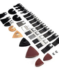 Heavy Duty Oscillating Tool Blades Kit Carbon Steel Multitool Blades For Metal And Wood Versatile Cutting Options displayed on white.