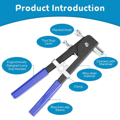 430 Pcs Rivet Nut Tool Kit M3 M4 M5 M6 M8 Alloy Steel Rivnut Set showing hand tool design features
