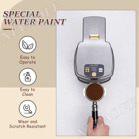 Straight Up Professional 58mm Electric Coffee Tamper Featuring Hella Precise Digital Pressure Control Automatic Portafilter Press For Dead Simple Espresso Brewing At Home Or Professional Cafe White with portafilter and coffee grounds
