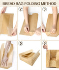 Folding method for 100 Pack Bread Bags With Clear Window And 120 Stickers For Homemade Bread Storage Sourdough Bread Bags