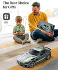 Father and son playing with Mercedes Benz GT R Pro 1/12 Scale RC Car Official Licensed Drift Vehicle With Realistic Body, 2 Rechargeable 900mAh Batteries, 2.4GHz Remote, LED Lights, Great Gift For Boys, Girls, Teens And Adults.