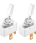 Beefy Heavy Duty 50 Amp 12V Rocker Toggle Switch SPST Two Pin Metal Chrome Plated Terminal For Automotive Electrical Use On Off Switch Durable Chrome Plated Housing Pack Of 2, pair