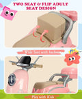 12V Dual Motor Ride On Motorcycle For Kids With Two Seats Pink Electric Moped For Indoor Outdoor Adventures Flip Up Rear Seat One Hour Run Time Easy Start For Little Riders, two-seat pink ride-on with flip-up backrest