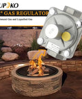 Aupoko 1/2-inch gas pressure regulator, metal body with yellow cap, close-up view