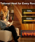 Couple using 33 Inch Baseboard Heater 1500 Watts Delivering Straight Fire Warmth Via Wide Top Air Outlet And Smart Remote Thermostat.