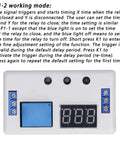 Dope Adjustable Timer Relay Switch With 12V DC Power And Permanent Memory Cycle Time Delay Module For Industrial Automation And DIY Projects Ultra Compact Modular Design In Durable Plastic Case For Precise Timing. White plastic 12V timer relay module with blue buttons and digital display for automation