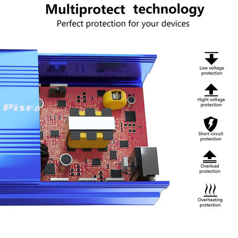 Close-up view of Road Trip Ready 150W Car Power Inverter Dc 12V To 110V Ac Converter circuit board with protection features.