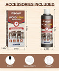 Totally Non Toxic Water Based Wood Stain For Raw Wood And Furniture Dark Oak Shade with included accessories and tools.