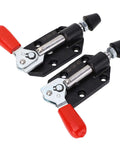 Two Pack Push Pull Toggle Clamp Set For Woodworking And Metal Fab Tunable Positioning Jig Accessories, black cast iron with red handle