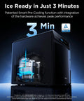 Real Talk Smart Countertop Ice Maker Cranks Out Fresh Ice In Three Minutes with Smart Pre-Cooling function for peak performance.