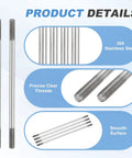 12 Pcs Silver Push Rods Connectors Linkage Set, M3 Threaded Rod, 304 Stainless Steel, product details with 65mm length