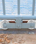 Installed 4 Inch V-Groove Gate Wheel Made Of Solid Steel With Dual Sealed Bearings, Heavy Duty Industrial Sliding Wheel For Inverted V Track Gates Up To 3000 Lbs