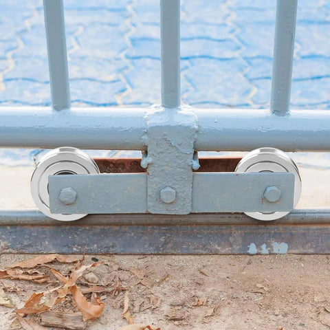 Installed 4 Inch V-Groove Gate Wheel Made Of Solid Steel With Dual Sealed Bearings, Heavy Duty Industrial Sliding Wheel For Inverted V Track Gates Up To 3000 Lbs