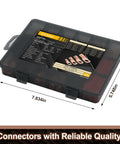 Thickened Copper Wire Lugs Kit, Heavy Duty Battery Cable Ends Ring Terminals in storage case with dimensions shown
