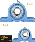 Front and back view of 2 Pack Beefy Heavy Duty Pillow Block Bearing UCP206-19 1 3/16 Inch Bore Self Aligning Industrial Grade Chrome Steel Bearing Units With Solid Cast Iron Housings
