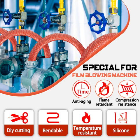 Red 3 Inch Intake Hose For Auto Air Duct System With Double Layer Silicone Flexible Ducting, special for film blowing machine