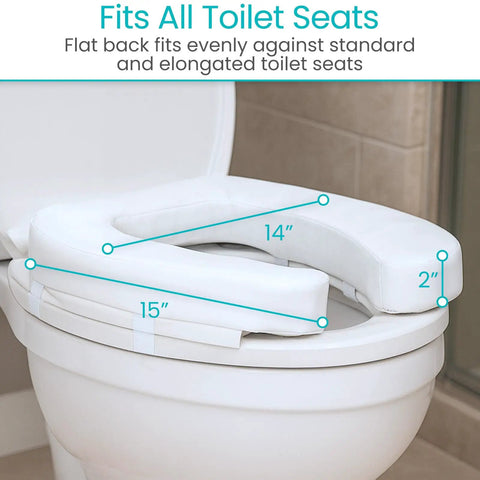 Ultra Soft Toilet Seat Cushion Donut Pad For Comfort And Support In Elongated And Standard Seats shown on toilet