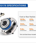 Front Pair 513179 Wheel Bearing Hub Assembly For Buick Cadillac Chevrolet Oldsmobile Pontiac Saturn Relay With ABS specs