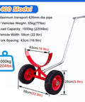 Heavy Duty Pipe Dolly Cart All Terrain Steel Pipe Transport For Construction Sites Warehouses And Workshops Tough As Nails Pipe Handling Equipment Easily Moves Round And Square Pipes And Profiles, 400 model, 58cm wheels