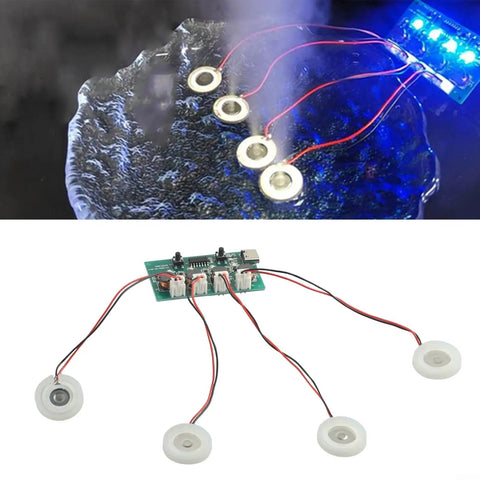 All In One DIY Humidifier Kit 5V Mist Maker Module Fogger Part With Atomizing Tablets Air Humidifying Component And Electronic Controller For Easy Humidity Boost In Small Projects, 4 atomizers