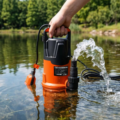 Beefy 1HP Submersible Sump Pump For Dirty Water And Clean Water, 4200GPH, 29 Ft Lift, Solids Up To 1.25 Inches, Auto Float Switch