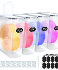 Four Pack Filament Storage Box Set with Desiccants Reusable Label Sheets and 4.0L Airtight Containers for 3D Printing Filaments.