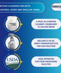 Straight Up Heavy Duty Industrial Degreaser And All Purpose Cleaner, 55 Gallon Bulk Drum with Spray Bottles and USDA approval.