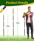 Man holding 19 Tine Cold Pressed Steel Dethatcher Rake With 72 Inch Adjustable Handle And Ergonomic Grip for lawn care.
