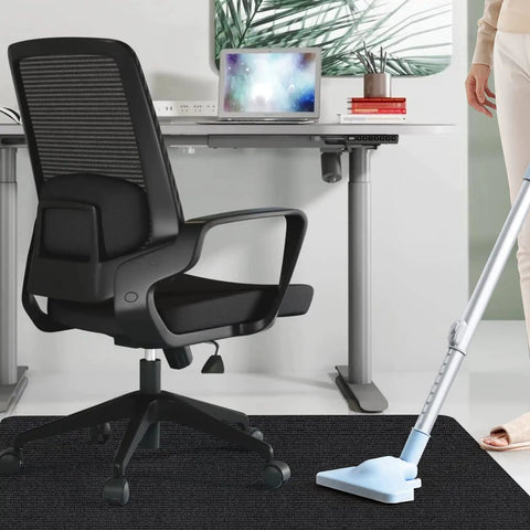 Non Slip Office Chair Mat For Hardwood And Tile Floors, Large 48x36 Inch Floor Protector Rug, black, with vacuum cleaner